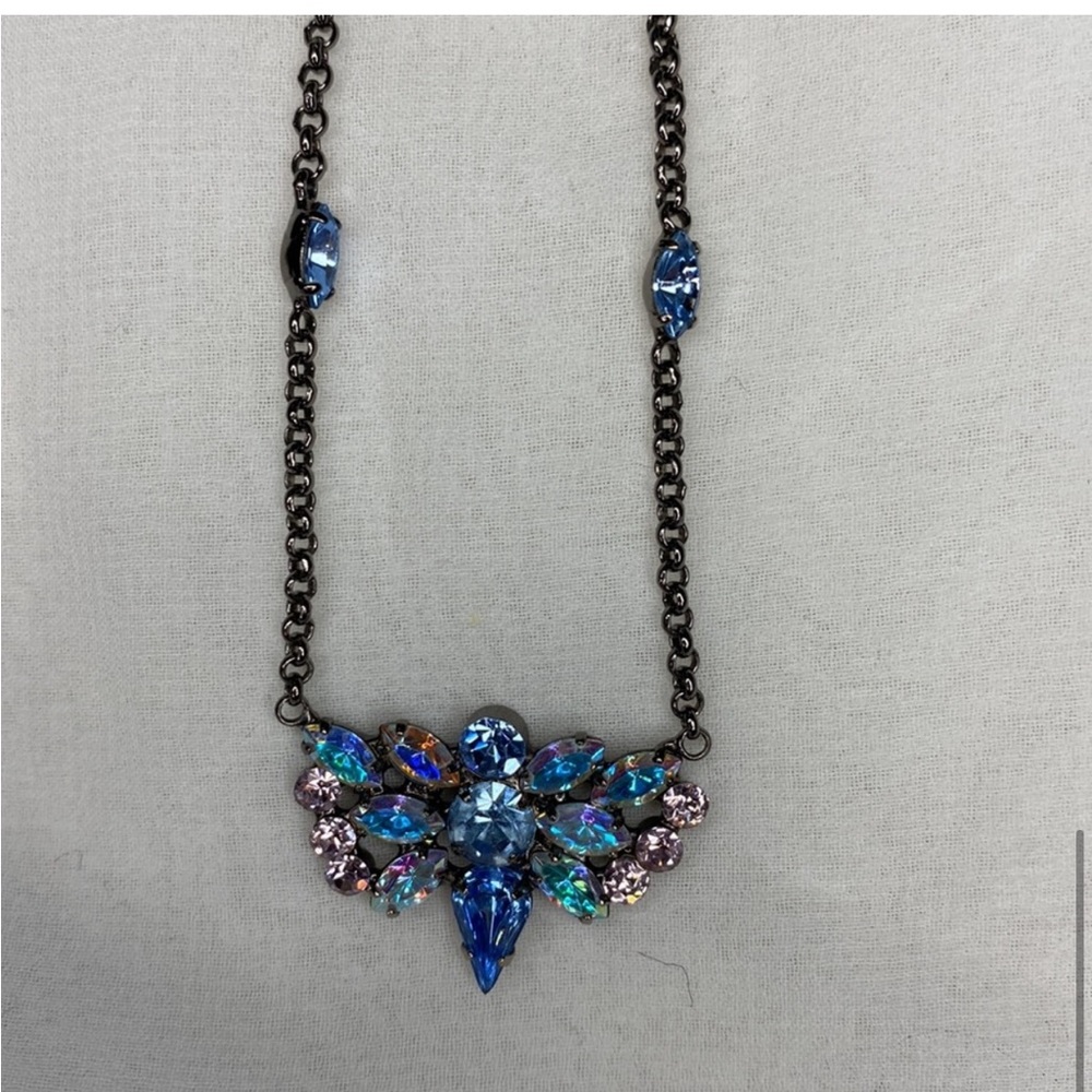 Blue Jeweled Silver Necklace - Picture 3 of 3